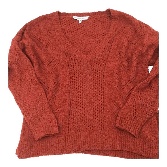 Cupcakes and Cashmere Women’s Small Orange Sweater VNeck Pullover NWOT Fall Cozy - Picture 1 of 13